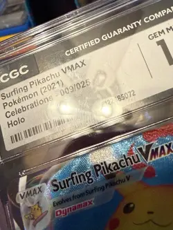 Pokemon Surfing Pikachu VMAX Celebrations Ultra Rare Holo CGC 10 #009 - Image 3