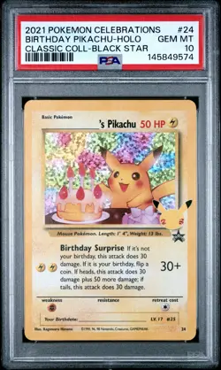 PSA 10 BIRTHDAY PIKACHU HOLO 24 CELEBRATIONS CLASSIC COLLECTION POKEMON - Image 1