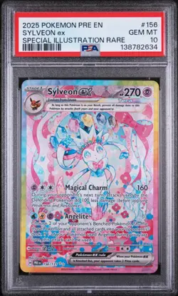 2025 POKEMON PRE EN-PRISMATIC EVOLUTIONS #156 SYLVEON EX PSA 10 - Image 1