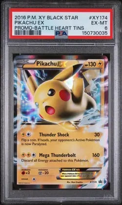 [NEW CERT] Pokemon Pikachu EX XY174 2016 XY Black Star Promo Holo PSA 6 - Image 1