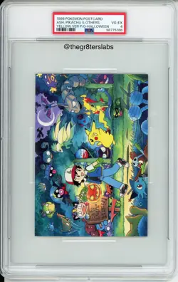 Ash, Pikachu & Others - 1998 Pokemon Postcard - Yellow Ver P/O - Halloween -PSA4 - Image 1