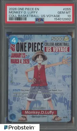 2026 One Piece EN College Basketball US Voyage #055 Monkey D Luffy PSA 10 - Image 1