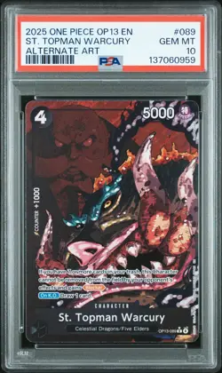 2025 ONE PIECE OP13 #089 CARRYING ON HIS WILL ST TOPMAN WARCURY ALT ART PSA 10 - Image 1