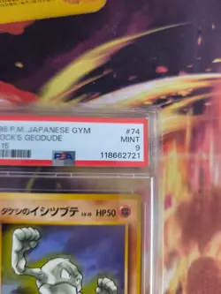 Pokemon Card Brock's Geodude Kleinstein Leaders Japanese Gym heroes 1998 PSA 9 - Image 4