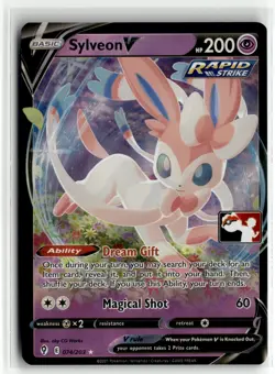 Sylveon V 074/203 Holo Prize Pack Series 1 Stamped English Pokemon Card (LP) - Image 1