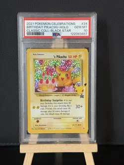 PSA 10 Birthday Pikachu 24 Celebrations Black Star Promo Pokemon Card - Gem Mint - Image 1