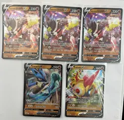 Pokemon Tcg 5 Card Lot Urshifu V 85/163 Falinks V 110/192 Lucario V 78/189 Rare - Image 1
