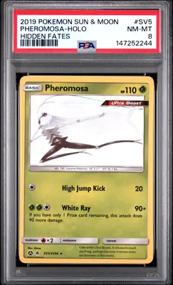 147252244 Pheromosa 2019 Pokemon SM Hidden Fates #SV5/SV94 Holo PSA 8 - Image 1