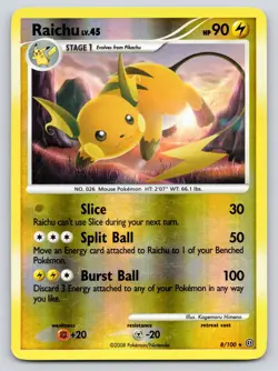 Raichu 8/100 Holo Rare Stormfront Pokemon Reverse Holo Heavily Played - Image 1