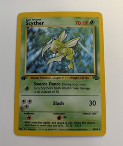 Scyther 10/64 Jungle 1st Edition Holo Rare Pokemon TCG - LP - Image 1