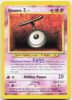 Pokemon TCG Unown [T] Neo Destiny Common 088/105 Unlimited - Image 1
