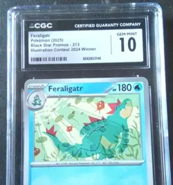 POKEMON CGC GEM MINT 10 FERALIGATR ILLUSTRATION CONTEST WINNER 2024 #213 PROMO - Image 1