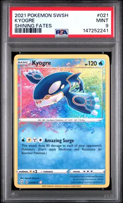 147252241 Kyogre 2021 Pokemon Sword & Shield Shining Fates #021/072 PSA 9 - Image 1