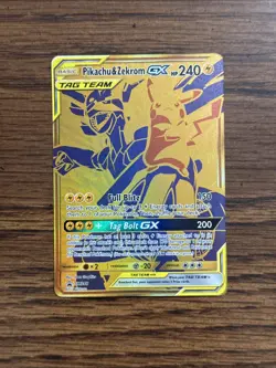 Pokemon Tcg Sun And Moon Pikachu & Zekrom GX SM248 Sm Gold Tag Team - Image 1