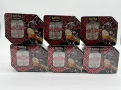 Lot of (6) Pokemon TCG Paldean Fates Charizard ex SEALED TINS - Image 1