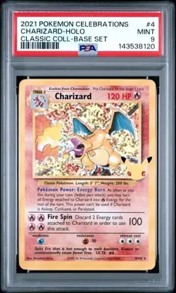 Pokemon Charizard Celebrations Classic Collection Holo Card PSA 9 Gem Mint - Image 1