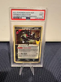 Greninja Gold Star PSA 9 MINT #144 Celebrations SWSH BSP Pokemon Card Slab - Image 1