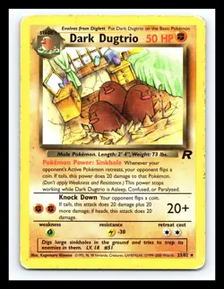 💥 DARK DUGTRIO Pokemon # 23/82 Team Rocket Set WOTC Vintage 2000 Card - Image 1
