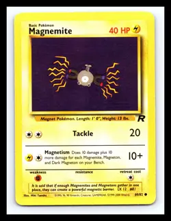 💥 Magnemite # 60/82 | Team Rocket Set | Vintage Pokemon 2000 TCG | - Image 1