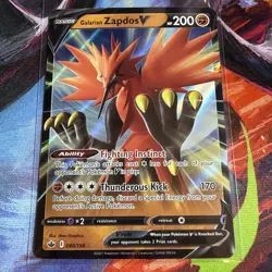 Galarian Zapdos V 080/198 Pokemon Chilling Reign Card 2021 Mint Condition - Image 1