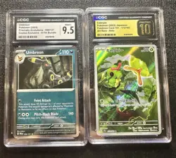 Pokemon Cards 2 Slab 10 Pristine/9.5 Lot CGC Umbreon Cosmo/Caterpie Art Rare 151 - Image 1