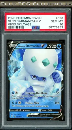 PSA 10 ⭐ Pokemon Galarian Darmanitan V 036 Vivid Voltage Full Art Graded Card - Image 1