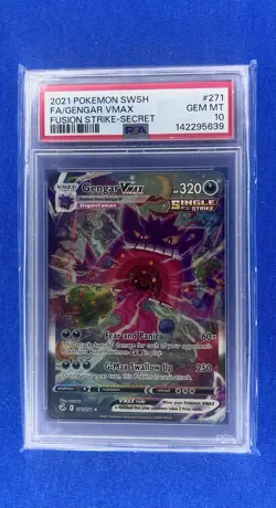 2021 Pokemon SWSH Fusion Strike Secret FA Gengar VMAX #271 PSA 10 Gem Mint - Image 1