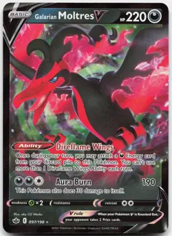 Galarian Moltres V 097/198 Holo V Rare Chilling Reign Pokemon Near Mint - Image 1