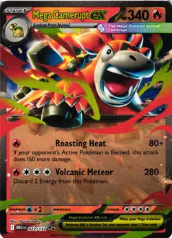 Pokemon TCG Mega Evolution Mega Camerupt EX 022/132 Double Rare Holo VLP - Image 1