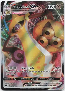 Aegislash VMAX 127/185 Holo VMAX Rare Vivid Voltage Pokemon Lightly Played - Image 1