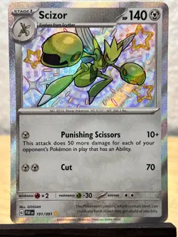 Paldean Fates Scizor 191/091 Shiny Rare Pokemon NM/M - Image 1