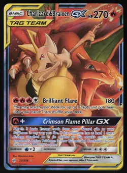 Charizard & Braixen GX 22/236 Pokemon TCG SM Cosmic Eclipse NM - Image 1