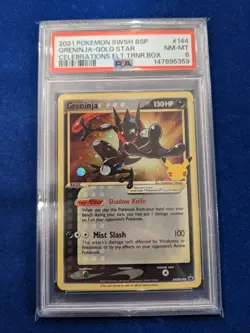 2021 POKEMON SWSH BSP CELEBRATIONS ELITE TRAINER BOX GRENINJA GOLD STAR PSA 8 - Image 1