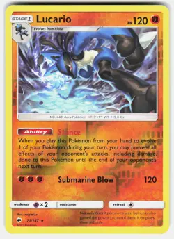 Lucario 71/147 Holo Rare Burning Shadows Pokemon Reverse Holo Lightly Played - Image 2