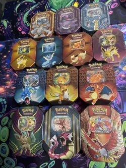 Pokemon Lot of 13 Sealed Tins Gengar Gyrados Hi-Oh Raichu Leafeon Charizard - Image 2