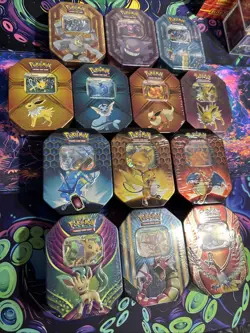 Pokemon Lot of 13 Sealed Tins Gengar Gyrados Hi-Oh Raichu Leafeon Charizard - Image 3