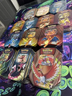 Pokemon Lot of 13 Sealed Tins Gengar Gyrados Hi-Oh Raichu Leafeon Charizard - Image 5
