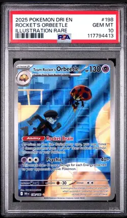 2025 POKEMON DESTINED RIVALS ILLUSTRATION RARE TEAM ROCKET'S ORBEETLE PSA 10 - Image 1