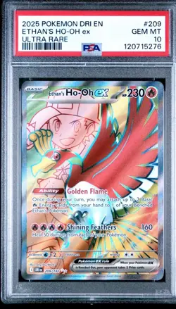 2025 POKEMON DRI EN-DESTINED RIVALS ULTRA RARE #209 ETHAN'S HO-OH EX PSA 10 - Image 1