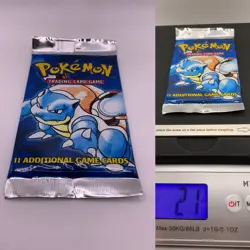 Pokemon Cards Sealed UK 4th Print 1999-2000 Booster Pack Base Set Blastoise 21G - Image 1