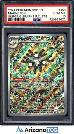 Pokemon 2024 Magneton 159 Pokemon Center Stamp ETB Surging Sparks GEM MT PSA 10 - Image 1