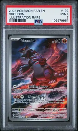 2023 POKEMON PAR EN-PARADOX RIFT ILLUSTRATION RARE #199 GROUDON PSA 9 - Image 1