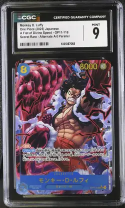 CGC 9 Monkey D. Luffy #OP11-118 Japanese 2025 One Piece A Fist Of Divine Speed - Image 1