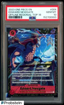 2023 One Piece Promo Offline Regional Top 16 #004 Edward Newgate PSA 10 GEM MINT - Image 1