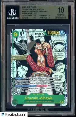 2025 One Piece The Azure Sea's Seven EN #OP14119 Dracule Mihawk Manga BGS 10 - Image 1