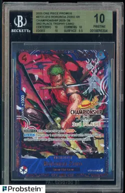 2025 One Piece Promo ST21-015 Roronoa Zoro Championship 3rd Place Throphy BGS 10 - Image 1