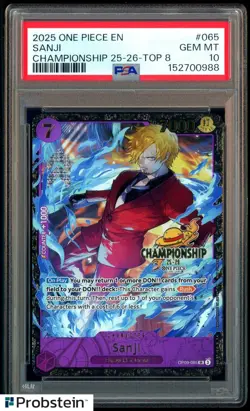 2025 One Piece EN Championship 25-26 #065 Sanji Top 8 PSA 10 GEM MINT - Image 1