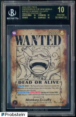 2024 One Piece EN OP05-119 Monkey D Luffy Wanted Poster SP BGS 10 BLACK LABEL - Image 1