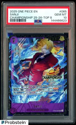2025 One Piece EN Championship 25-26 #065 Sanji Top 8 PSA 10 GEM MINT - Image 1