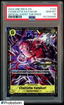 2024 One Piece EN Official Event Top Prize #123 Charlotte Katakuri PSA 10 GEM MT - Image 1
